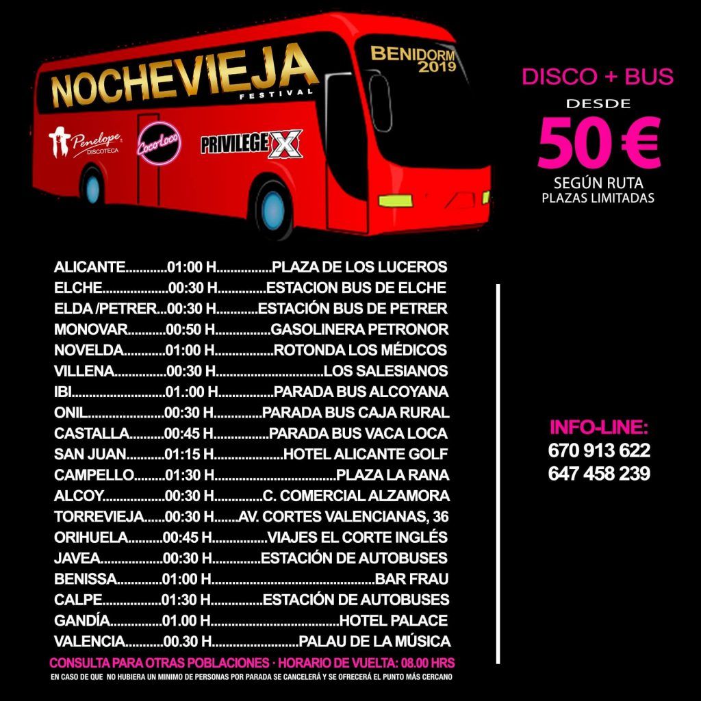Nochevieja Bus Benidorm 2019